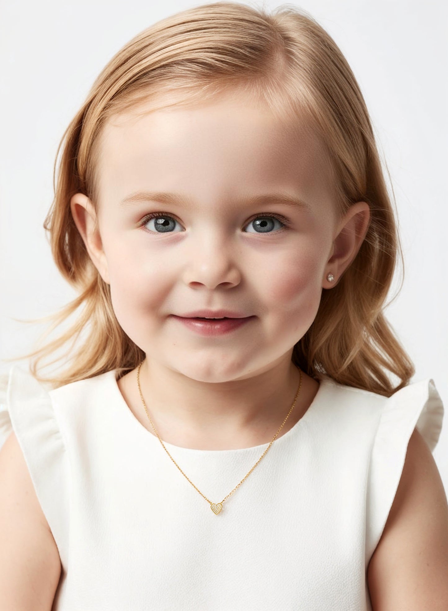 GIRLS 18K Gold Plated 925 Sterling Silver Heart Necklace
