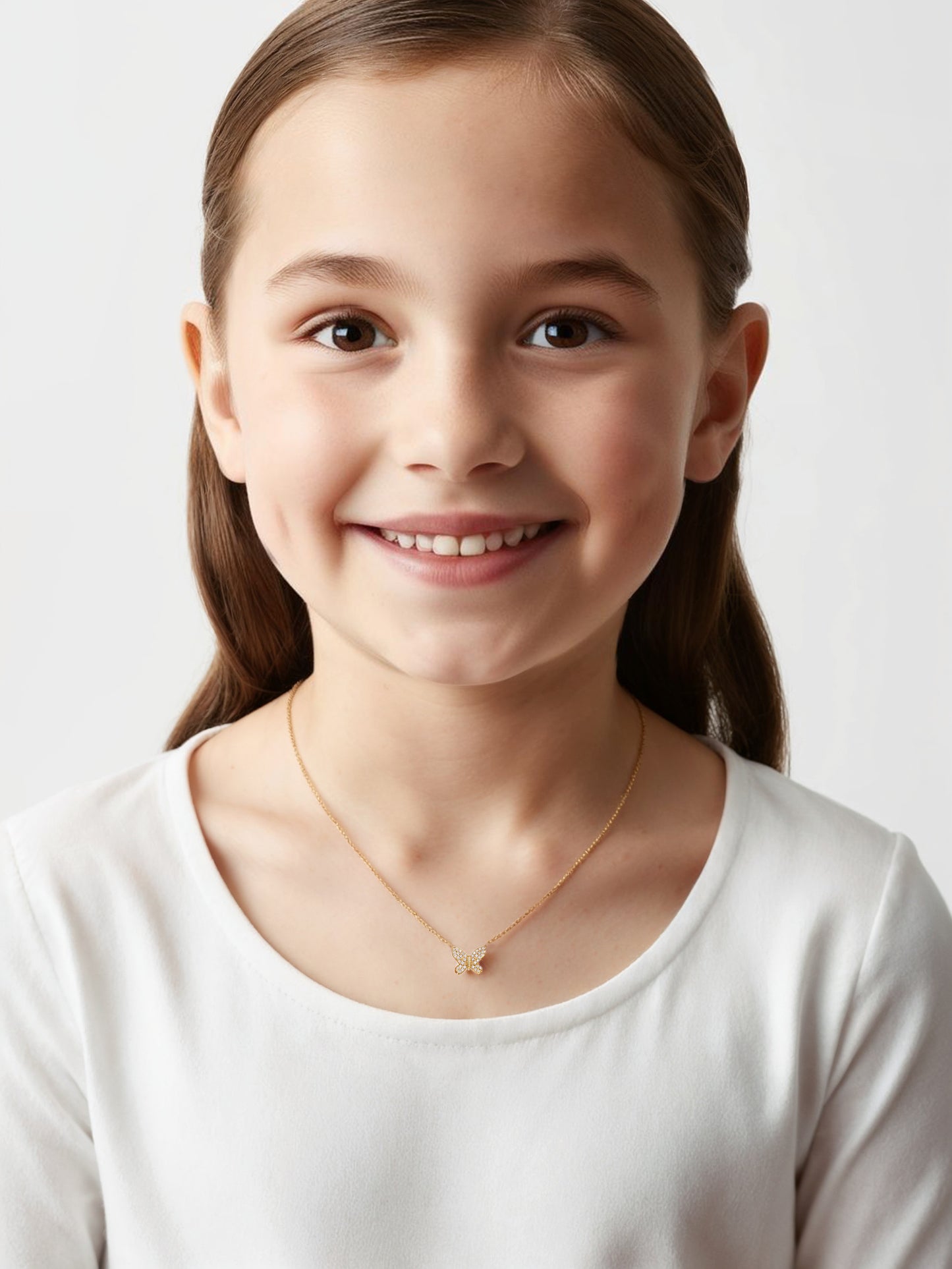 GIRLS 18K Gold Plated 925 Sterling Silver Butterfly Necklace