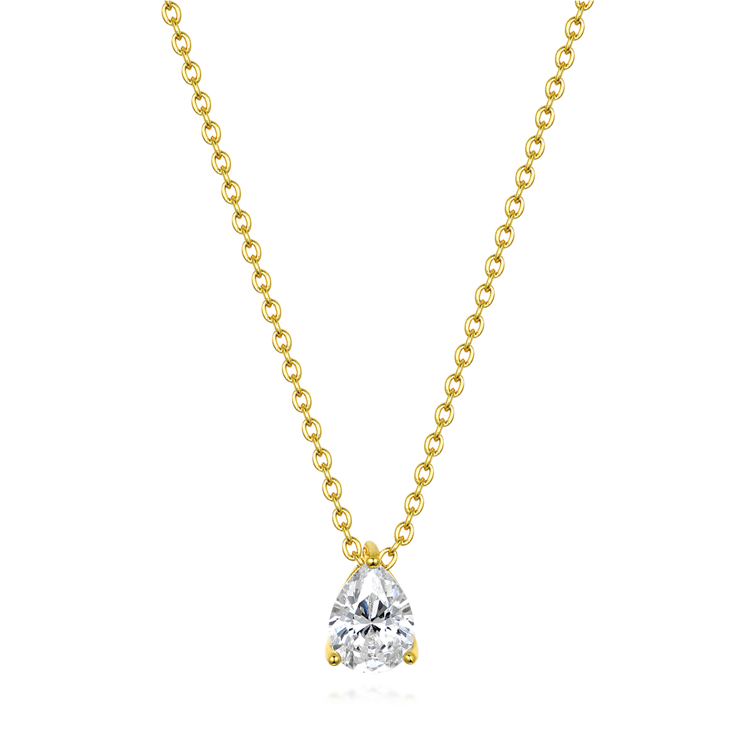 GIRLS 18K Gold Plated 925 Sterling Silver Teardrop Necklace - White