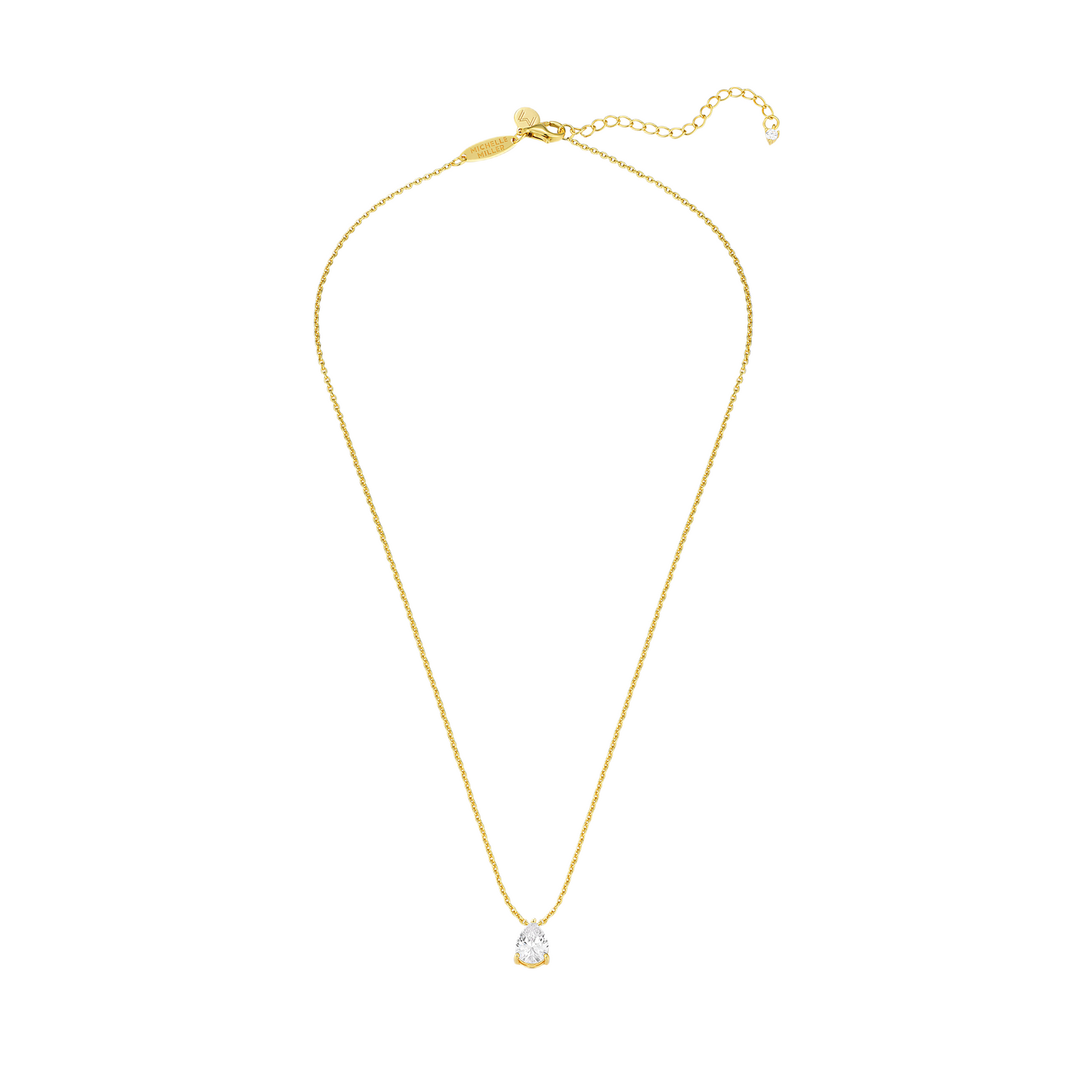 GIRLS 18K Gold Plated 925 Sterling Silver Teardrop Necklace - White
