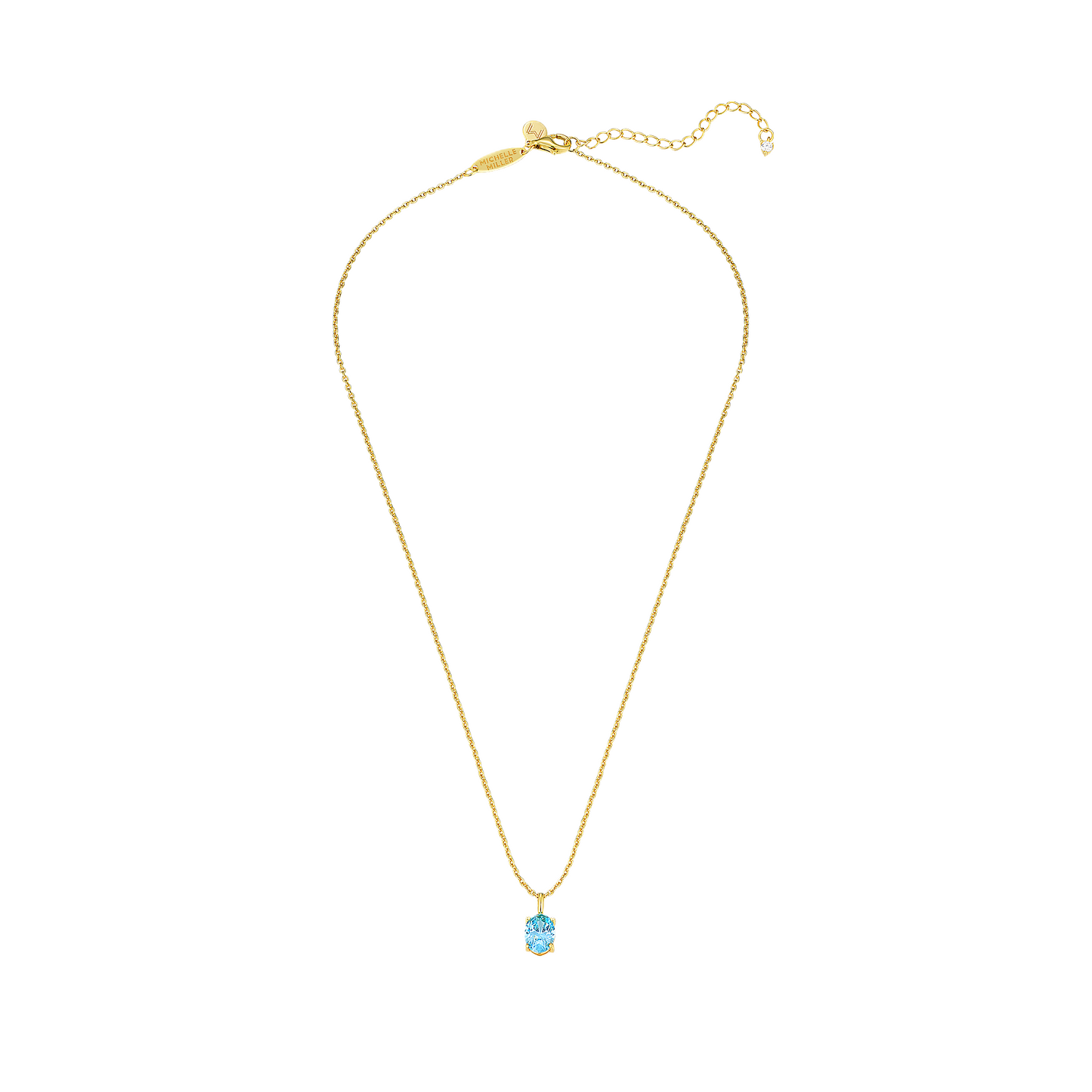 GIRLS 18K Gold Plated 925 Sterling Silver Oval Solitaire Necklace - Turquoise