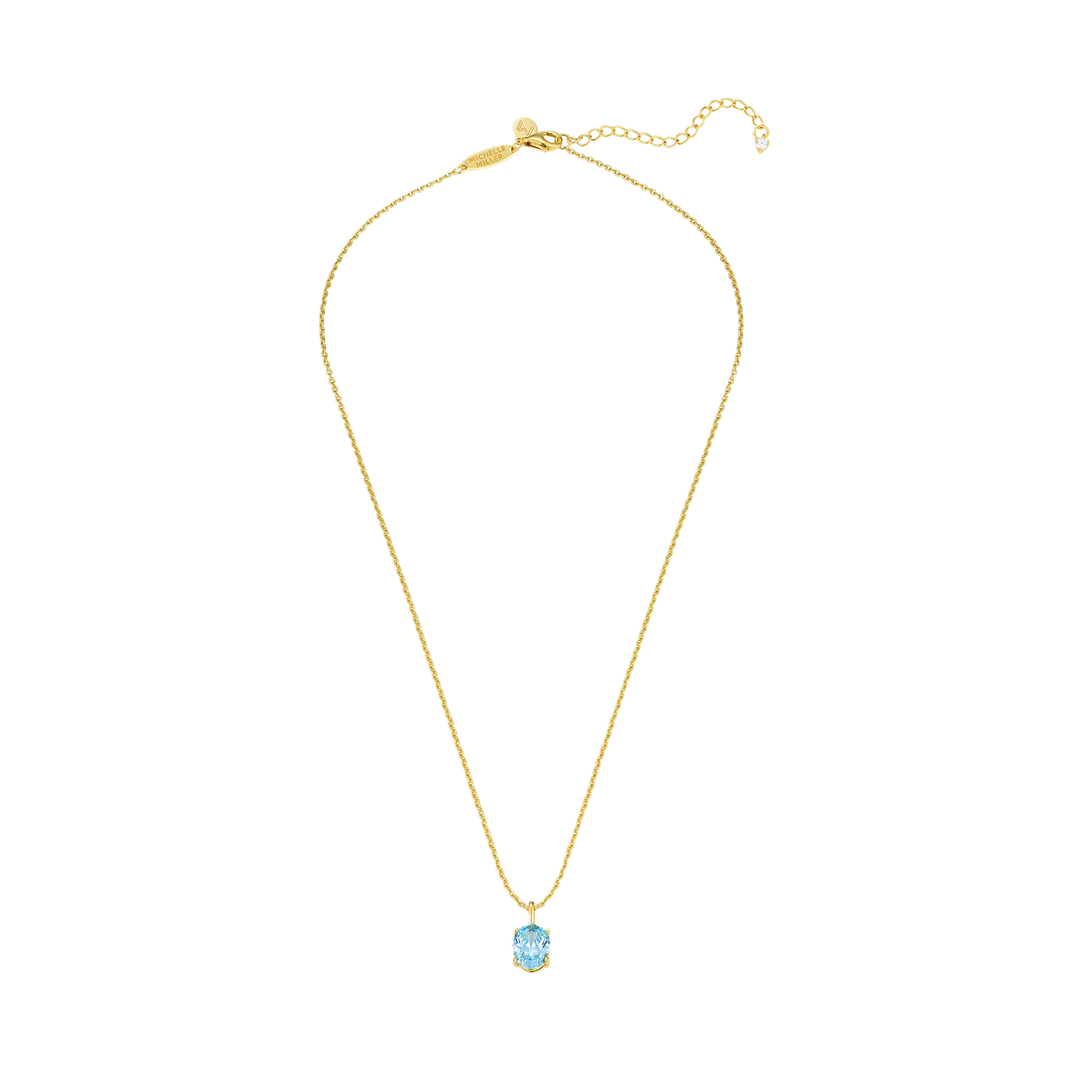 WOMENS 18K Gold Plated 925 Sterling Silver Oval Solitaire Necklace - Turquoise