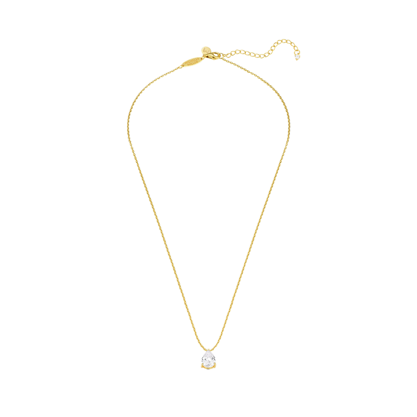 WOMENS 18K Gold Plated 925 Sterling Silver Teardrop Necklace - White