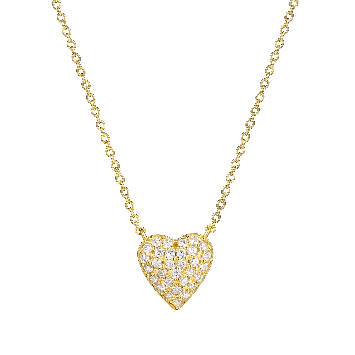 WOMENS 18K Gold Plated 925 Sterling Silver Heart Necklace