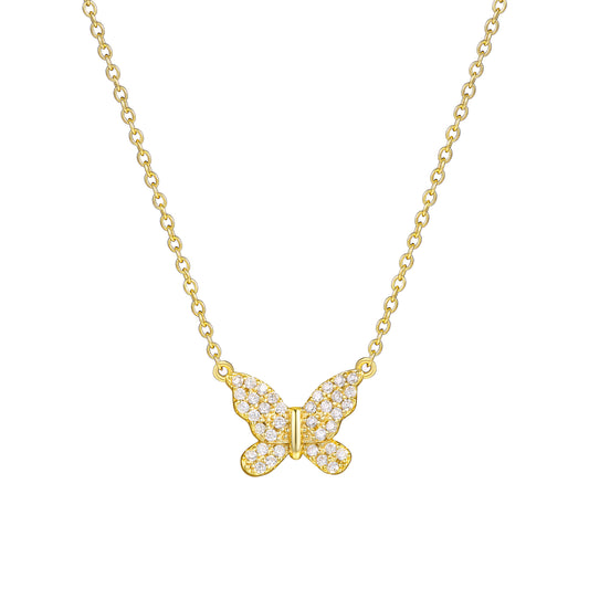 GIRLS 18K Gold Plated 925 Sterling Silver Butterfly Necklace