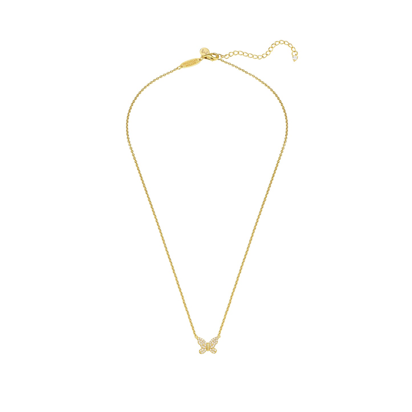 WOMENS 18K Gold Plated 925 Sterling Silver Butterfly Necklace