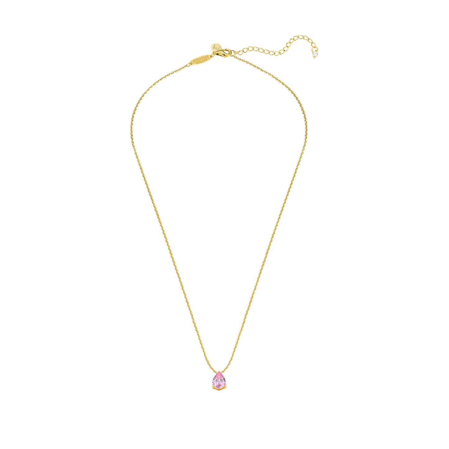 GIRLS 18K Gold Plated 925 Sterling Silver Teardrop Necklace - Pink
