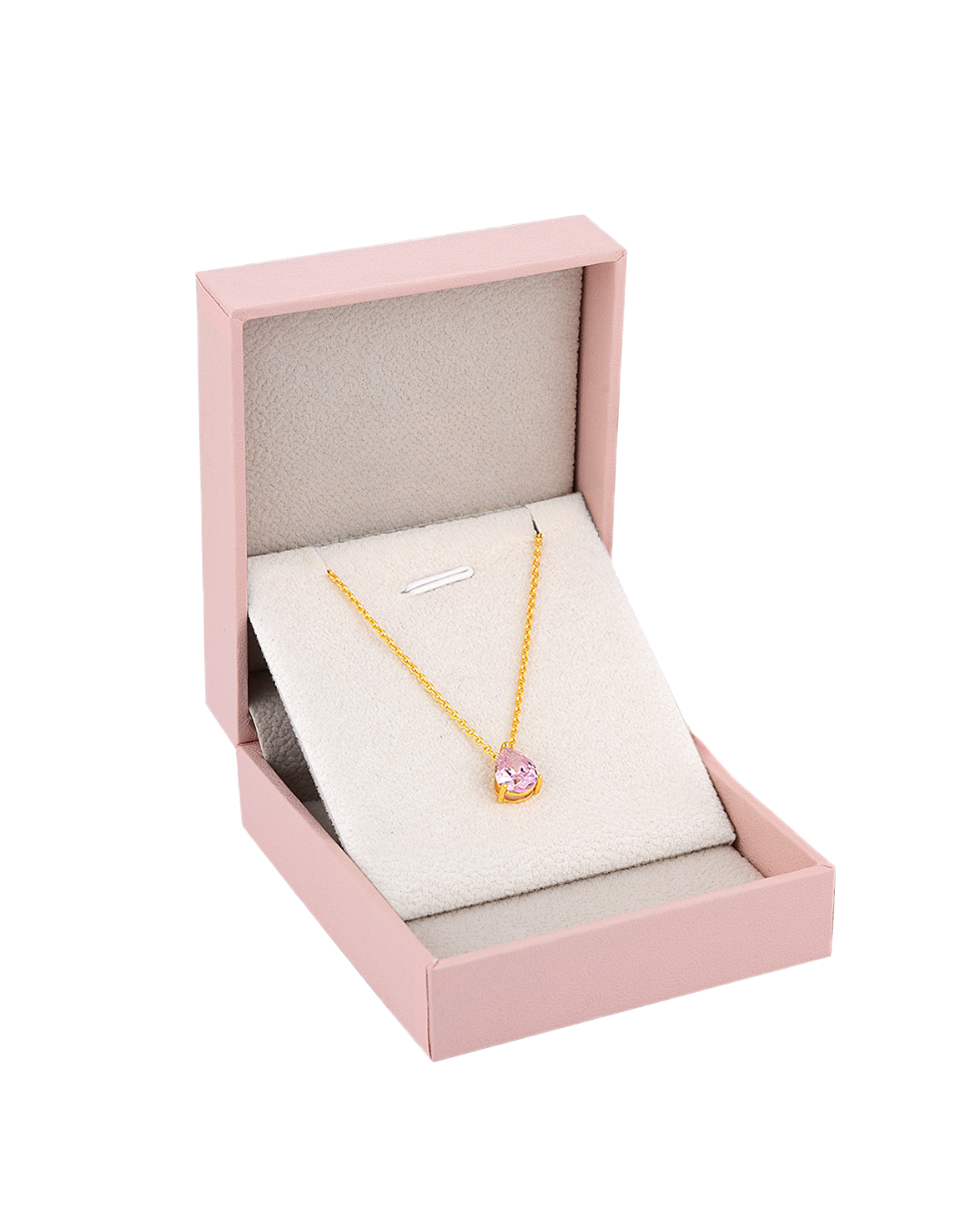 WOMENS 18K Gold Plated 925 Sterling Silver Teardrop Necklace - Pink