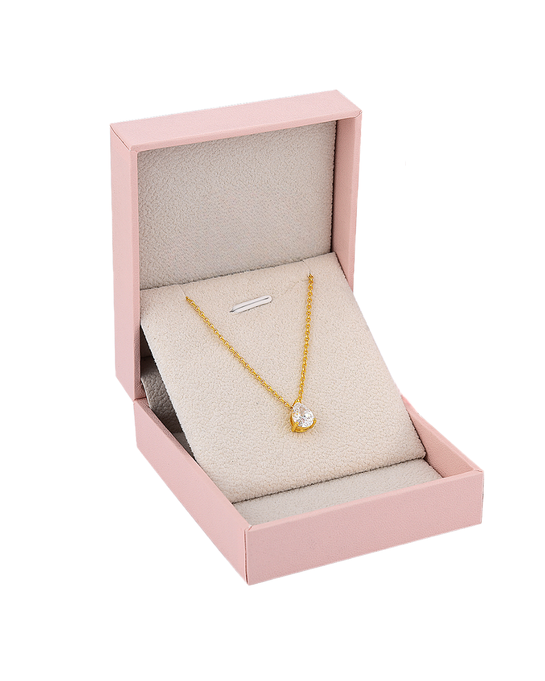 WOMENS 18K Gold Plated 925 Sterling Silver Teardrop Necklace - White