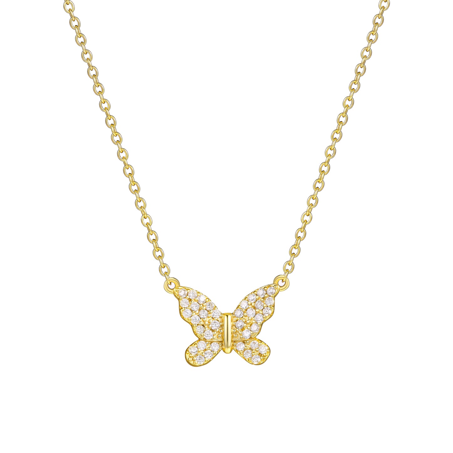 18K Gold Plated 925 Sterling Silver Butterfly Necklace